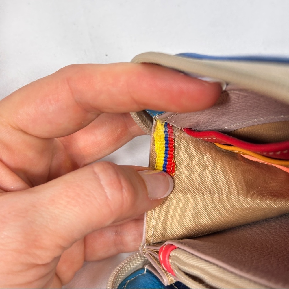 CIERVO Handmade Leather Zip Around Wallet Royal Blue - Picture 9 of 12